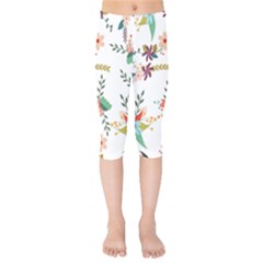 Floral Backdrop Pattern Flower Kids  Capri Leggings  by Celenk