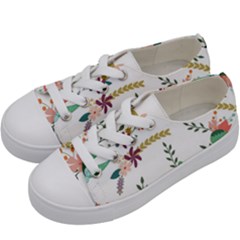 Floral Backdrop Pattern Flower Kids  Low Top Canvas Sneakers by Celenk