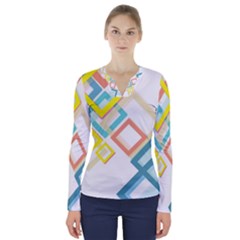 The Background Wallpaper Design V-neck Long Sleeve Top