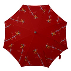 Red Background Paper Plants Hook Handle Umbrellas (large) by Celenk