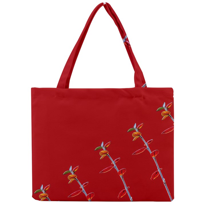 Red Background Paper Plants Mini Tote Bag