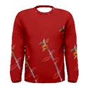 Red Background Paper Plants Men s Long Sleeve Tee View1