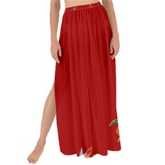 Red Background Paper Plants Maxi Chiffon Tie-up Sarong