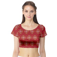 Pattern Background Holiday Short Sleeve Crop Top by Celenk