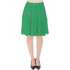 Bird Blue Feathers Wing Beak Velvet High Waist Skirt