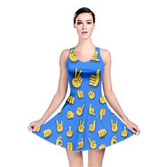 Emojis Hands Fingers Background Reversible Skater Dress by Celenk