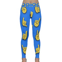 Emojis Hands Fingers Background Classic Yoga Leggings by Celenk