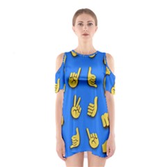 Emojis Hands Fingers Background Shoulder Cutout One Piece by Celenk