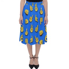 Emojis Hands Fingers Background Folding Skater Skirt