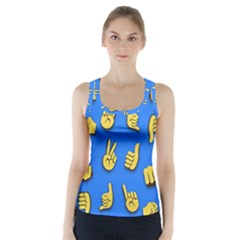 Emojis Hands Fingers Background Racer Back Sports Top by Celenk