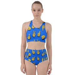 Emojis Hands Fingers Background Racer Back Bikini Set by Celenk