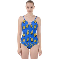 Emojis Hands Fingers Background Cut Out Top Tankini Set by Celenk