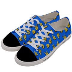 Emojis Hands Fingers Background Women s Low Top Canvas Sneakers