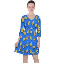 Emojis Hands Fingers Background Ruffle Dress by Celenk