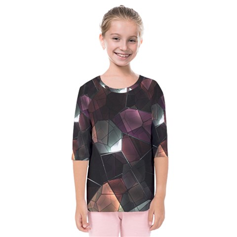 Crystals Background Design Luxury Kids  Quarter Sleeve Raglan Tee by Celenk