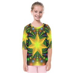 Christmas Star Fractal Symmetry Kids  Quarter Sleeve Raglan Tee