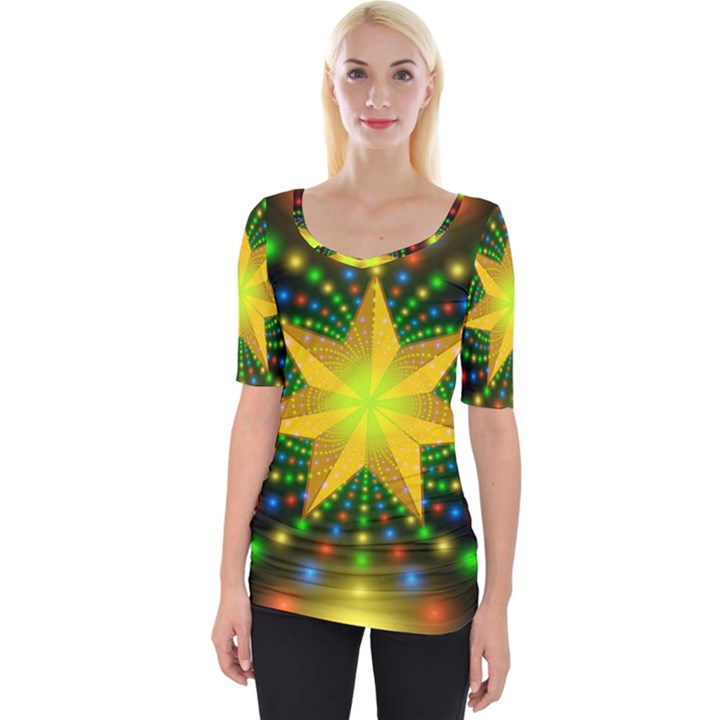 Christmas Star Fractal Symmetry Wide Neckline Tee