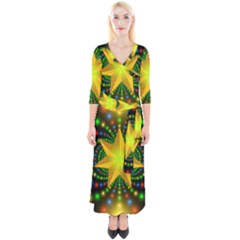 Christmas Star Fractal Symmetry Quarter Sleeve Wrap Maxi Dress