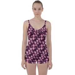 Cherry Blossoms Japanese Style Pink Tie Front Two Piece Tankini