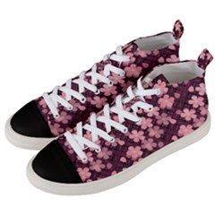 Cherry Blossoms Japanese Style Pink Men s Mid-top Canvas Sneakers