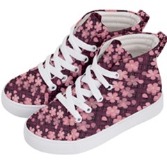 Cherry Blossoms Japanese Style Pink Kid s Hi-top Skate Sneakers