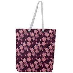 Cherry Blossoms Japanese Style Pink Full Print Rope Handle Tote (large)