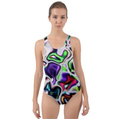 Background Texture Pattern Cut-out Back One Piece Swimsuit