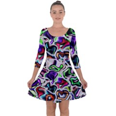 Background Texture Pattern Quarter Sleeve Skater Dress