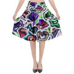 Background Texture Pattern Flared Midi Skirt