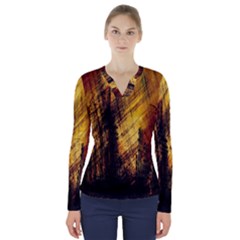 Refinery Oil Refinery Grunge Bloody V-neck Long Sleeve Top