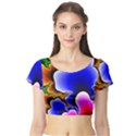 Fractal Background Pattern Color Short Sleeve Crop Top View1