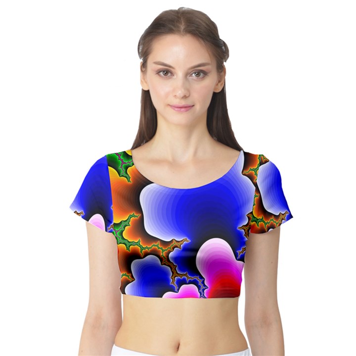 Fractal Background Pattern Color Short Sleeve Crop Top