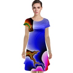 Fractal Background Pattern Color Cap Sleeve Nightdress by Celenk