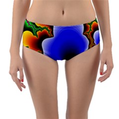 Fractal Background Pattern Color Reversible Mid-waist Bikini Bottoms