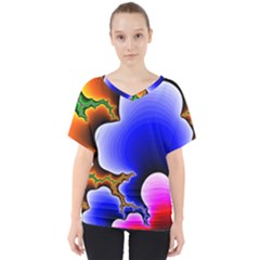 Fractal Background Pattern Color V-neck Dolman Drape Top