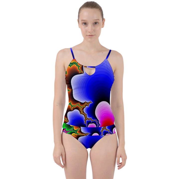 Fractal Background Pattern Color Cut Out Top Tankini Set