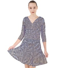 Eiskristalle Hardest Frozen Texture Quarter Sleeve Front Wrap Dress	