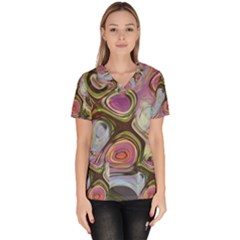 Retro Background Colorful Hippie Scrub Top