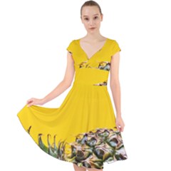 Pineapple Raw Sweet Tropical Food Cap Sleeve Front Wrap Midi Dress