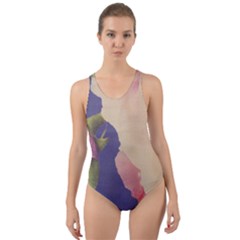 Fabric Textile Abstract Pattern Cut-out Back One Piece Swimsuit