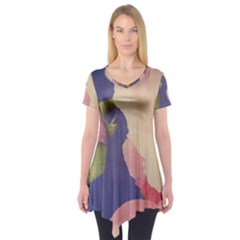 Fabric Textile Abstract Pattern Short Sleeve Tunic  by Celenk