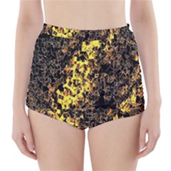 The Background Wallpaper Gold High-waisted Bikini Bottoms by Celenk