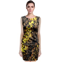 The Background Wallpaper Gold Classic Sleeveless Midi Dress by Celenk