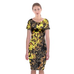 The Background Wallpaper Gold Classic Short Sleeve Midi Dress by Celenk