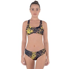 The Background Wallpaper Gold Criss Cross Bikini Set by Celenk