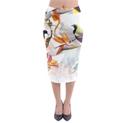 Birds Of Paradise Midi Pencil Skirt by TKKdesignsCo