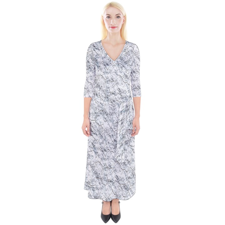 Pattern Background Old Wall Quarter Sleeve Wrap Maxi Dress