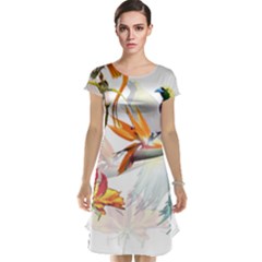 Exotic Birds Of Paradise And Flowers Watercolor Cap Sleeve Nightdress by TKKdesignsCo