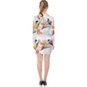 Exotic Birds of Paradise and Flowers Watercolor V-neck Bodycon Long Sleeve Dress View2