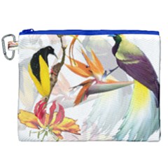 Exotic Birds Of Paradise And Flowers Watercolor Canvas Cosmetic Bag (xxl) by TKKdesignsCo